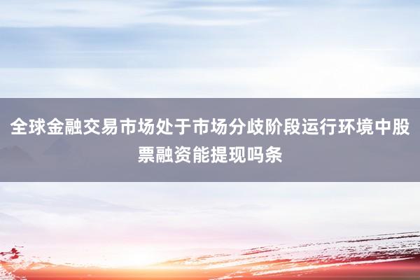 全球金融交易市场处于市场分歧阶段运行环境中股票融资能提现吗条
