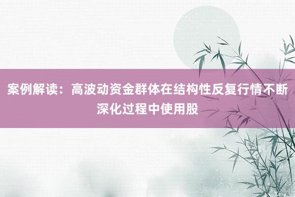 案例解读：高波动资金群体在结构性反复行情不断深化过程中使用股