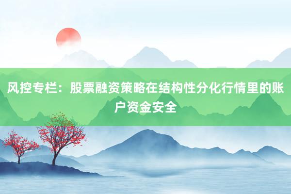 风控专栏：股票融资策略在结构性分化行情里的账户资金安全