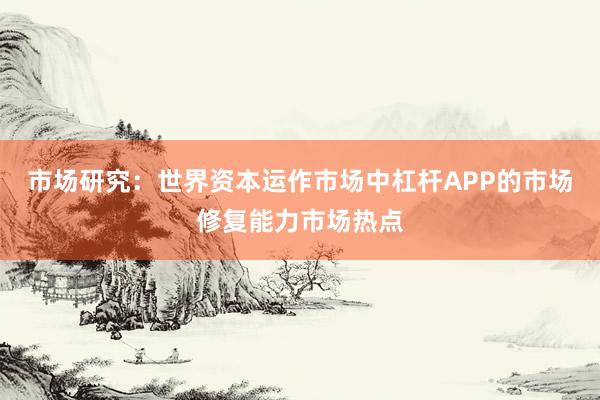 市场研究：世界资本运作市场中杠杆APP的市场修复能力市场热点