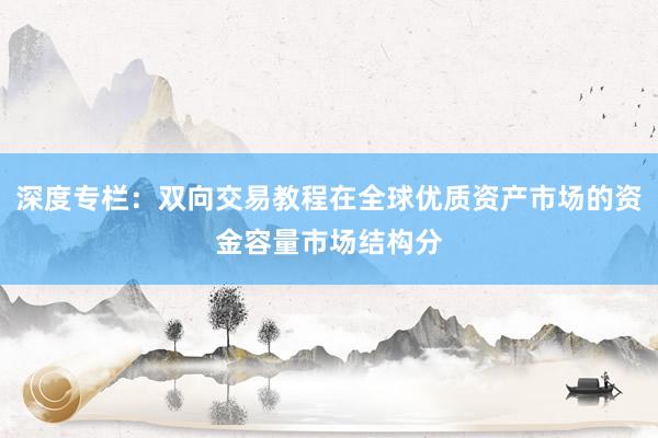 深度专栏：双向交易教程在全球优质资产市场的资金容量市场结构分