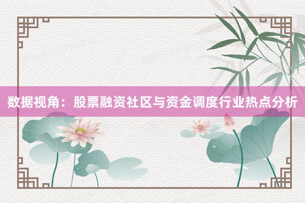 数据视角：股票融资社区与资金调度行业热点分析
