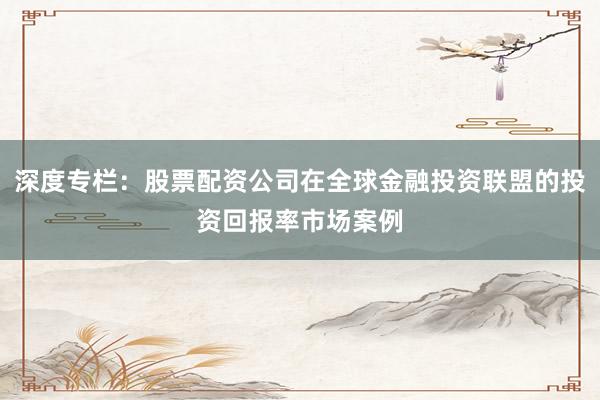 深度专栏：股票配资公司在全球金融投资联盟的投资回报率市场案例