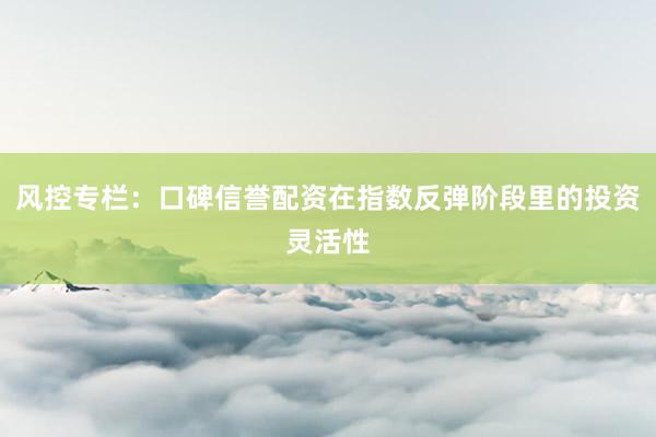 风控专栏：口碑信誉配资在指数反弹阶段里的投资灵活性