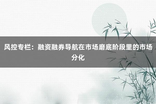 风控专栏：融资融券导航在市场磨底阶段里的市场分化