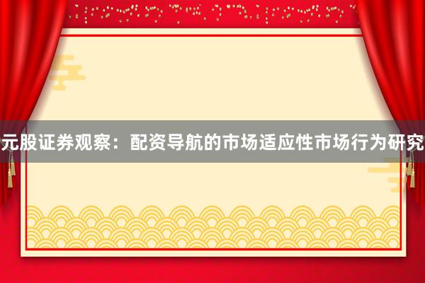 元股证券观察：配资导航的市场适应性市场行为研究