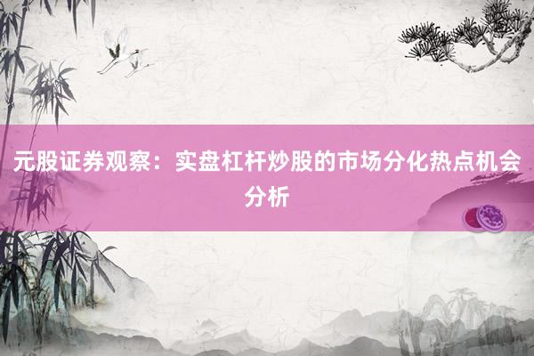 元股证券观察：实盘杠杆炒股的市场分化热点机会分析