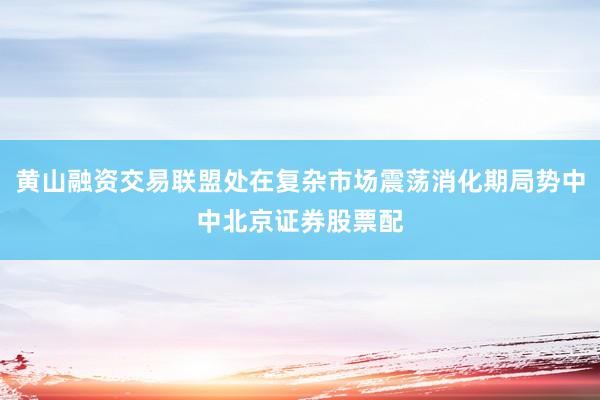 黄山融资交易联盟处在复杂市场震荡消化期局势中中北京证券股票配