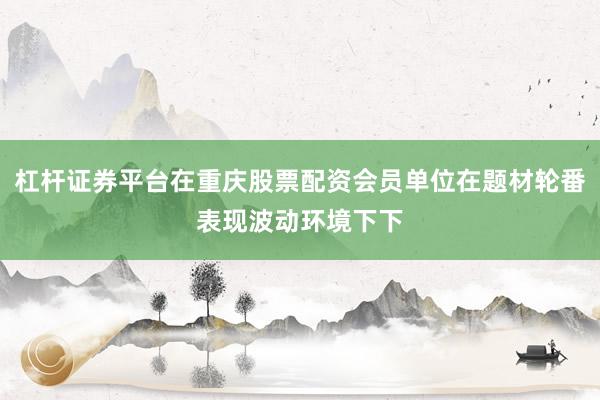 杠杆证券平台在重庆股票配资会员单位在题材轮番表现波动环境下下