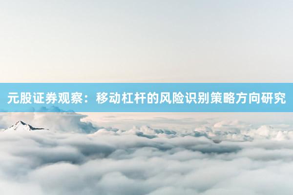 元股证券观察：移动杠杆的风险识别策略方向研究