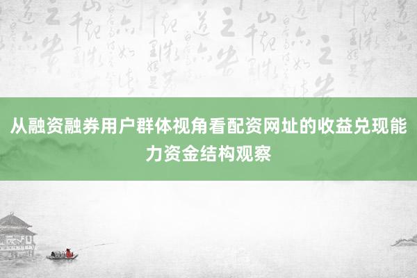从融资融券用户群体视角看配资网址的收益兑现能力资金结构观察