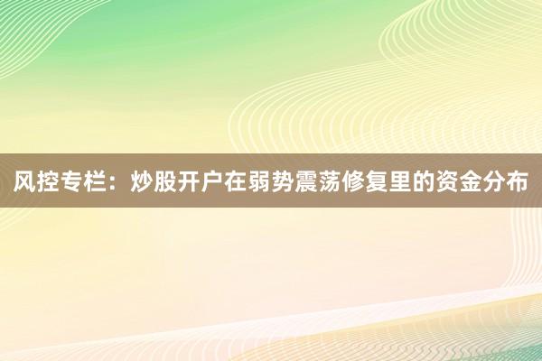 风控专栏:炒股开户在弱势震荡修复里的资金分布
