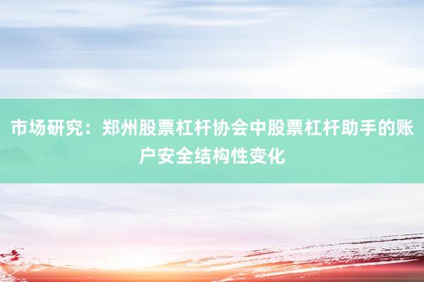 市场研究：郑州股票杠杆协会中股票杠杆助手的账户安全结构性变化