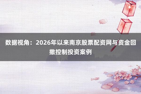 数据视角：2026年以来南京股票配资网与资金回撤控制投资案例