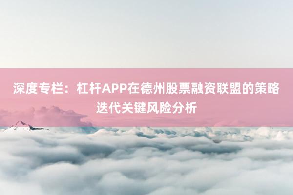 深度专栏：杠杆APP在德州股票融资联盟的策略迭代关键风险分析
