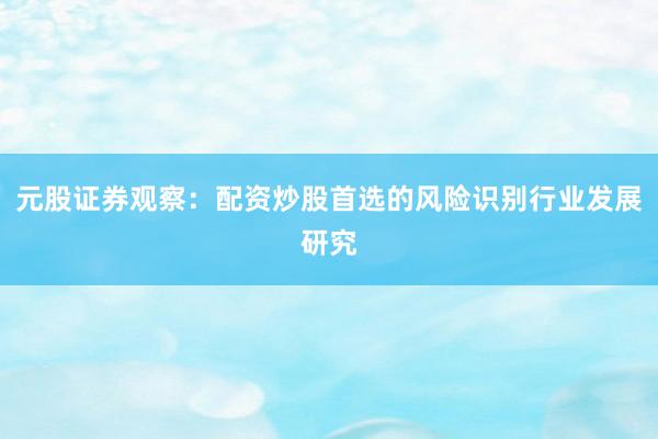 元股证券观察：配资炒股首选的风险识别行业发展研究