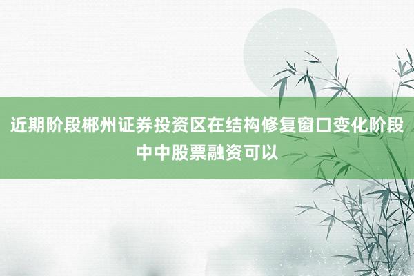 近期阶段郴州证券投资区在结构修复窗口变化阶段中中股票融资可以