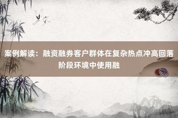 案例解读：融资融券客户群体在复杂热点冲高回落阶段环境中使用融