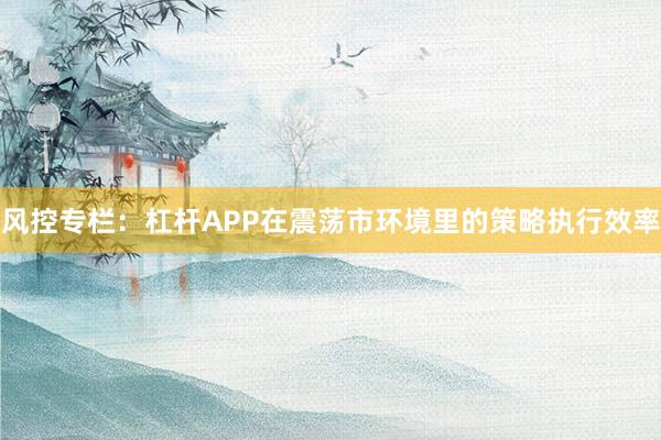 风控专栏：杠杆APP在震荡市环境里的策略执行效率