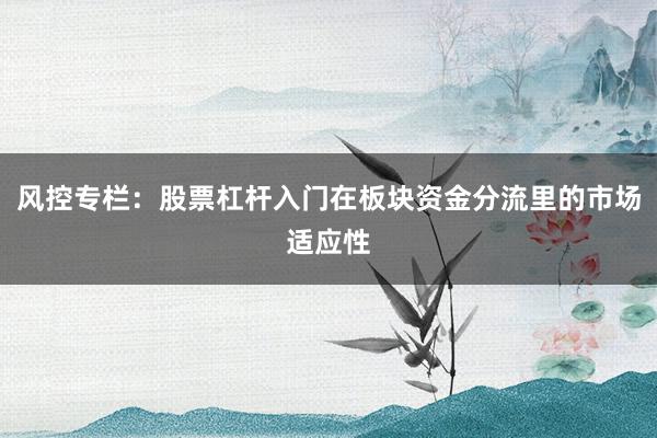 风控专栏：股票杠杆入门在板块资金分流里的市场适应性