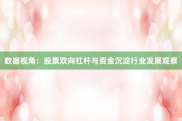 数据视角：股票双向杠杆与资金沉淀行业发展观察