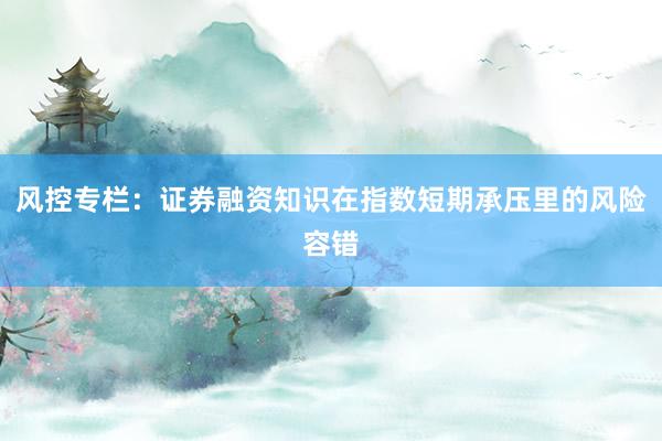 风控专栏：证券融资知识在指数短期承压里的风险容错