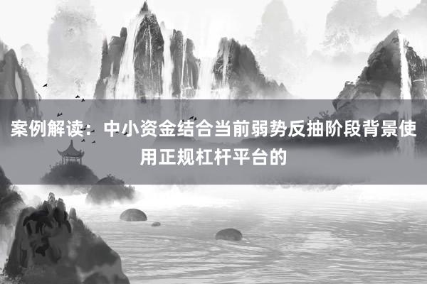 案例解读：中小资金结合当前弱势反抽阶段背景使用正规杠杆平台的