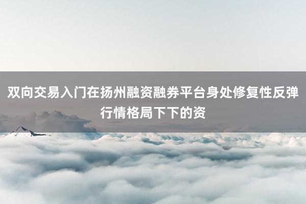 双向交易入门在扬州融资融券平台身处修复性反弹行情格局下下的资