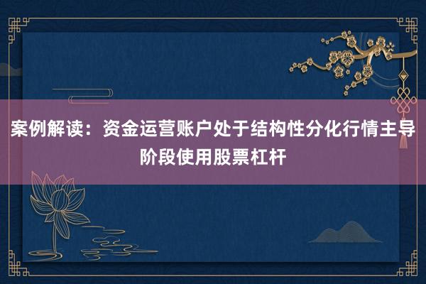 案例解读：资金运营账户处于结构性分化行情主导阶段使用股票杠杆