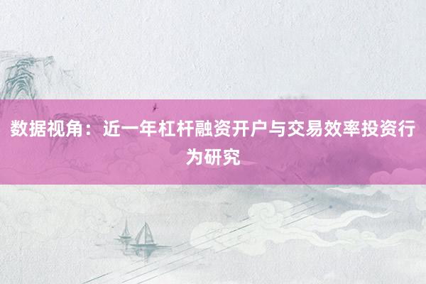 数据视角：近一年杠杆融资开户与交易效率投资行为研究