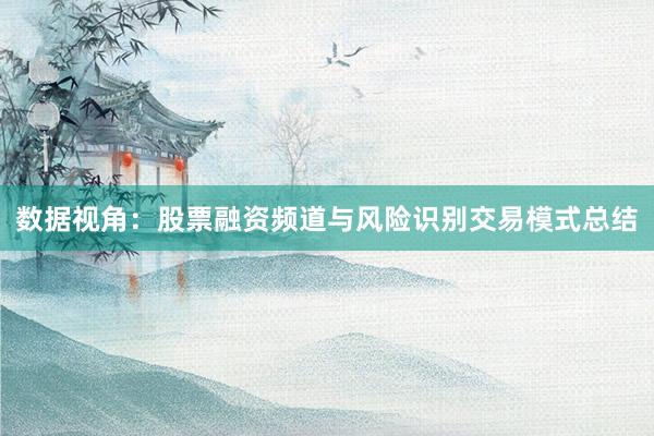 数据视角：股票融资频道与风险识别交易模式总结