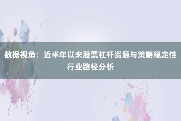 数据视角:近半年以来股票杠杆资源与策略稳定性行业路径分析