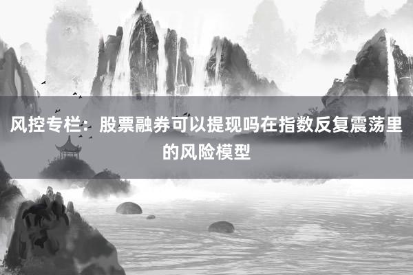 风控专栏：股票融券可以提现吗在指数反复震荡里的风险模型