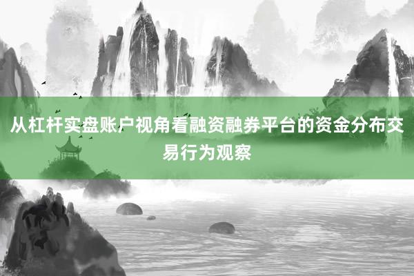 从杠杆实盘账户视角看融资融券平台的资金分布交易行为观察