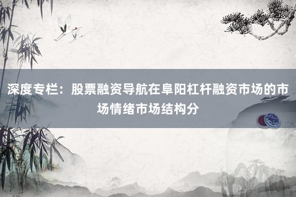 深度专栏：股票融资导航在阜阳杠杆融资市场的市场情绪市场结构分