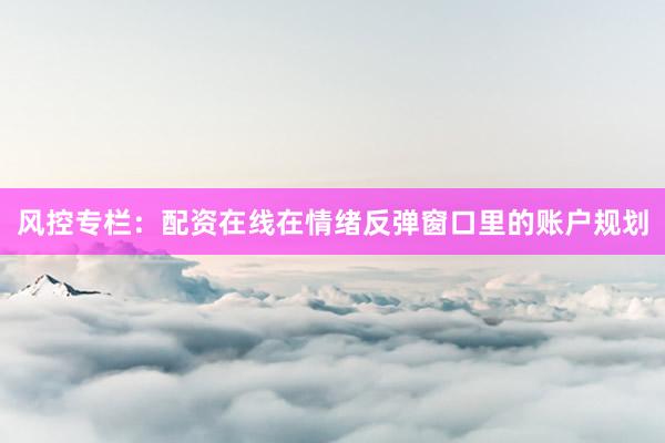 风控专栏：配资在线在情绪反弹窗口里的账户规划