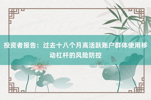 投资者报告：过去十八个月高活跃账户群体使用移动杠杆的风险防控