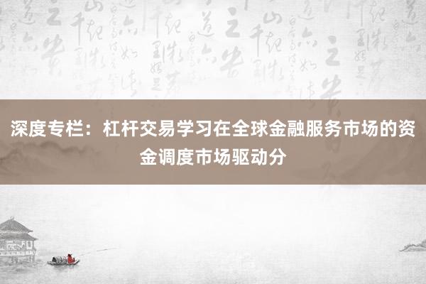 深度专栏：杠杆交易学习在全球金融服务市场的资金调度市场驱动分