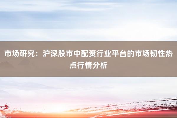 市场研究：沪深股市中配资行业平台的市场韧性热点行情分析