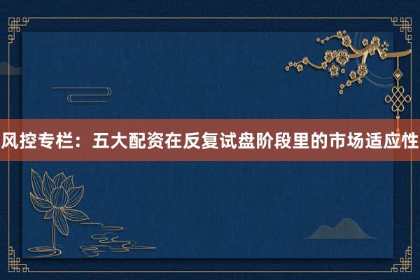 风控专栏：五大配资在反复试盘阶段里的市场适应性