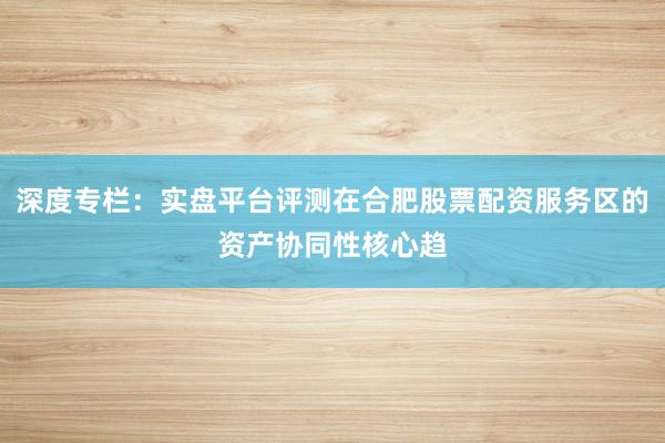 深度专栏：实盘平台评测在合肥股票配资服务区的资产协同性核心趋