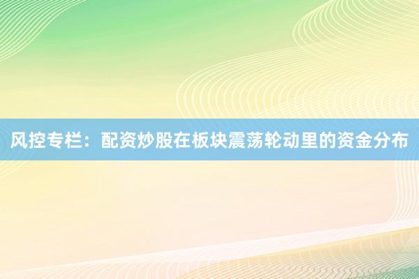 风控专栏：配资炒股在板块震荡轮动里的资金分布