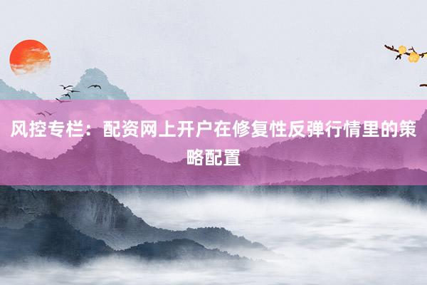 风控专栏：配资网上开户在修复性反弹行情里的策略配置
