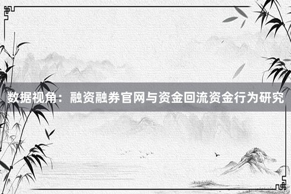 数据视角：融资融券官网与资金回流资金行为研究