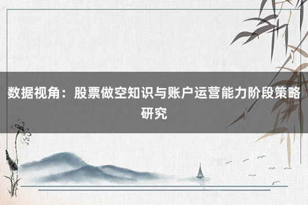 数据视角：股票做空知识与账户运营能力阶段策略研究