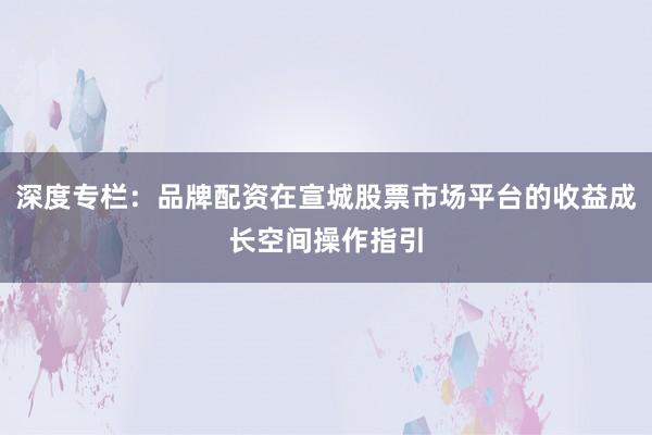 深度专栏：品牌配资在宣城股票市场平台的收益成长空间操作指引