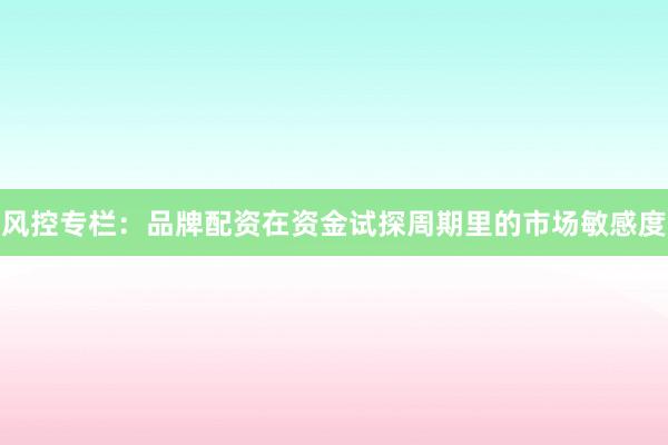 风控专栏：品牌配资在资金试探周期里的市场敏感度