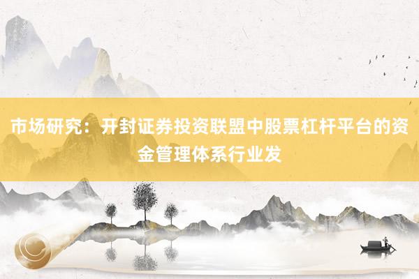 市场研究:开封证券投资联盟中股票杠杆平台的资金管理体系行业发