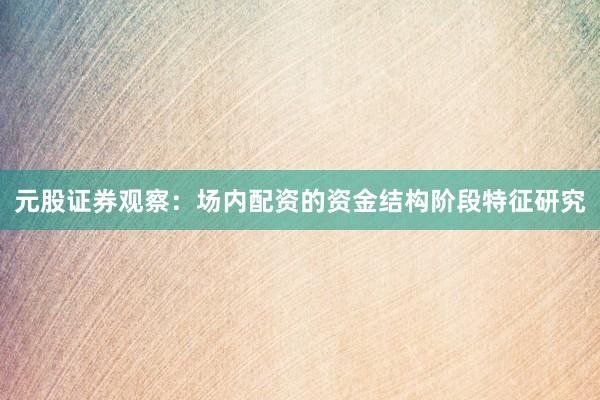 元股证券观察：场内配资的资金结构阶段特征研究