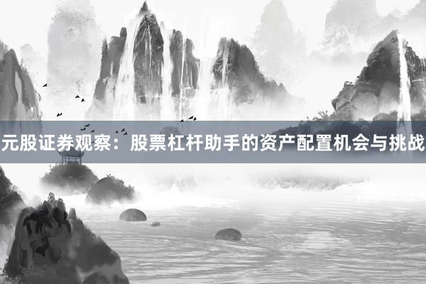 元股证券观察:股票杠杆助手的资产配置机会与挑战